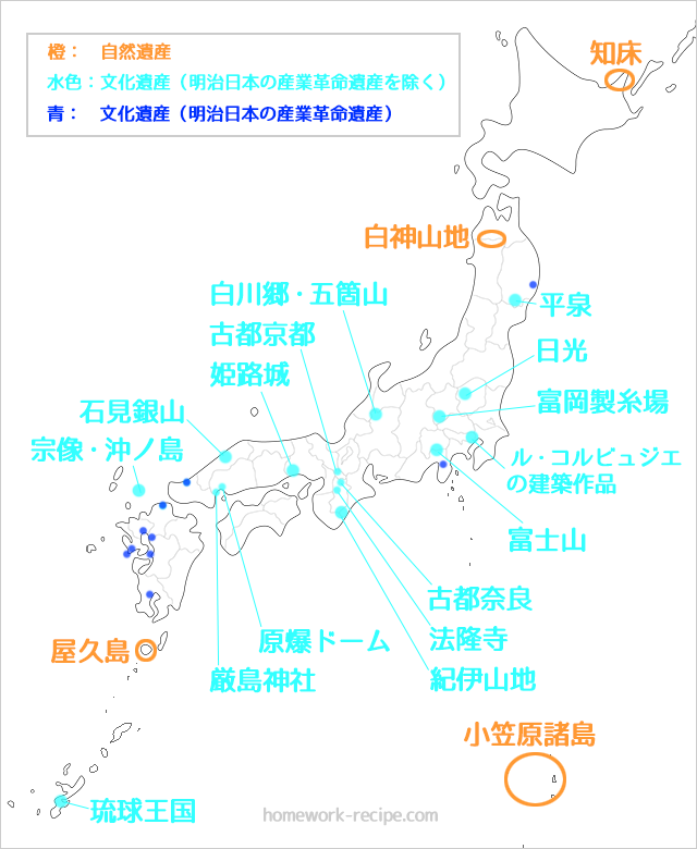 日本にある世界遺産一覧 自主学習用資料 家庭学習レシピ